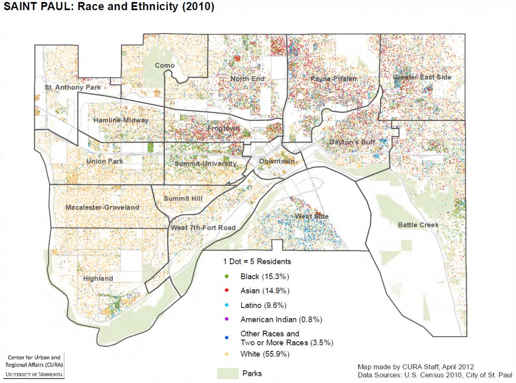 St. Paul Race and Ethnicity 2010 Dots